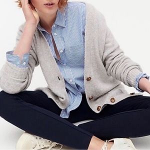 J. Crew Long Cardigan in Wool, Alpaca, Nylon stretch light gray warm and soft.
